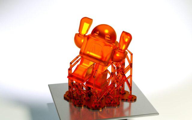 Resin 3D printed figure with support structures